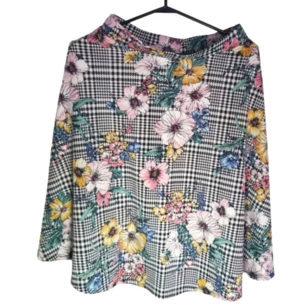 Checkered Floral Pattern Black White Small Faith And Joy Skirt